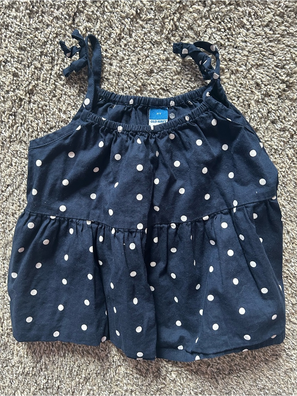 Navy Blue Polka Dot Flowy Tank Top - 2T